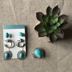 🆕Earrings with Matching Ring